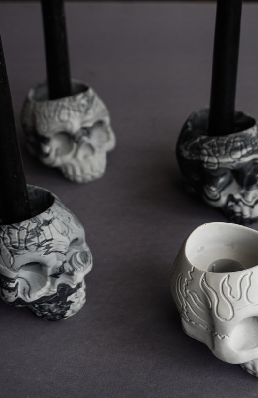 La Catrina - Grey Candle Holder